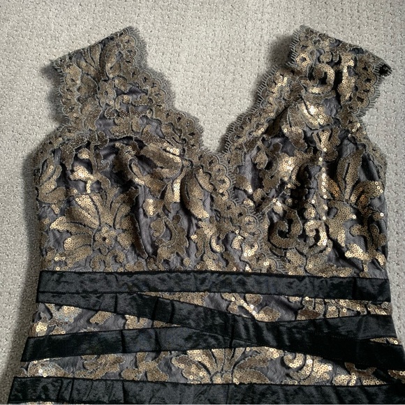 Tadashi Shoji Black and Gold Lace Dress - Picture 3 of 15